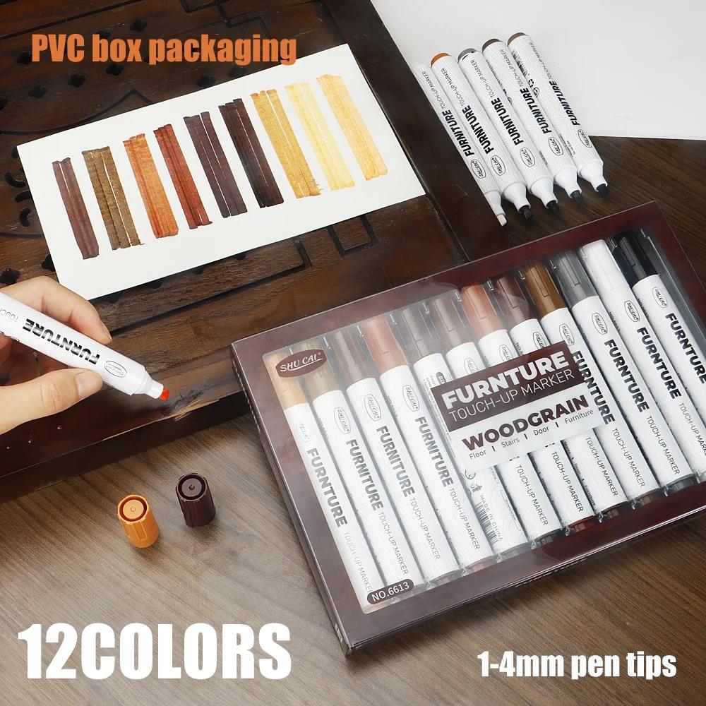 8/12 Kleuren Meubel Touch-up Kit Markers Vulstiften Houtcomposiet Nerf Houtlak Reparatie Pen Krassen Herstellen Kraspleister