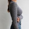 Plain T Shirt Women Elastic Basic T-shirts Female Casual Tops Long Sleeve Thin T-shirt See Through