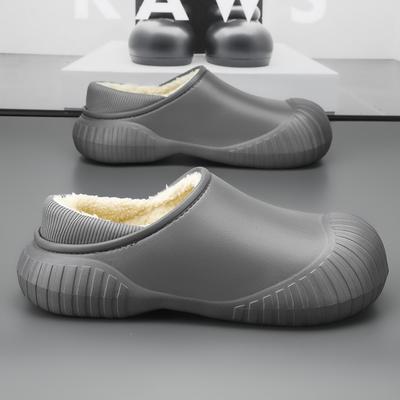 Fashion Men's Winter Slippers Cotton Plus Velvet Warm Male Eva Shoes House Non-slip Bedroom Waterproof Simple Comfortable Coupleshoes