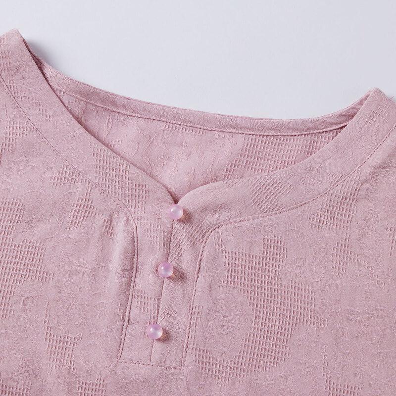 Pasite Women's Chinese Style Cotton 3/4 Sleeve Top