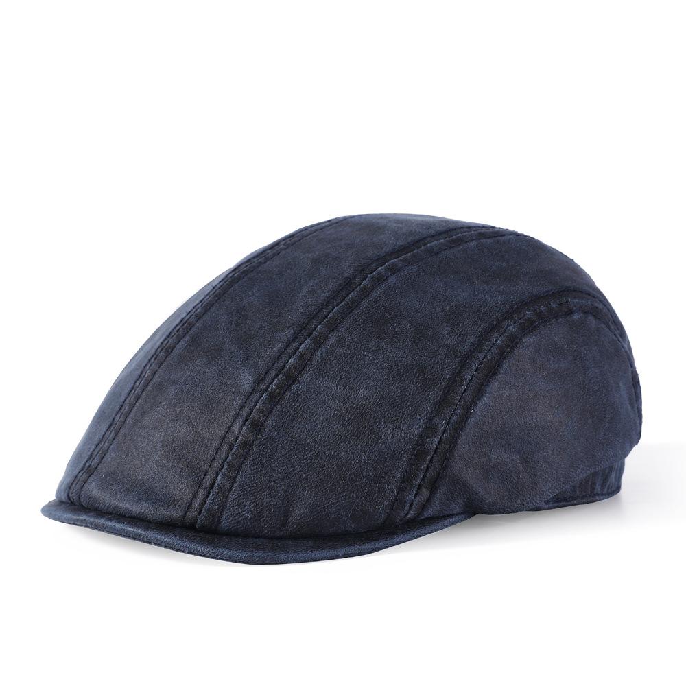 Oil Wax Cloth Beret Do Old Washed Forward Cap Female Beret Show Face Small Retro Minimalist Painter Hat Newsboy Cap