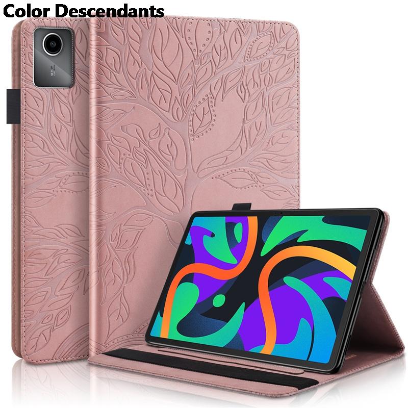 

For Lenovo Tab M11 Case 11 inch Embossed Tree Leather Flip Cover for Coque Lenovo M11 Xiaoxin Pad 2024 Case Funda tb330fu For Lenovo Tab M11 розового золота
