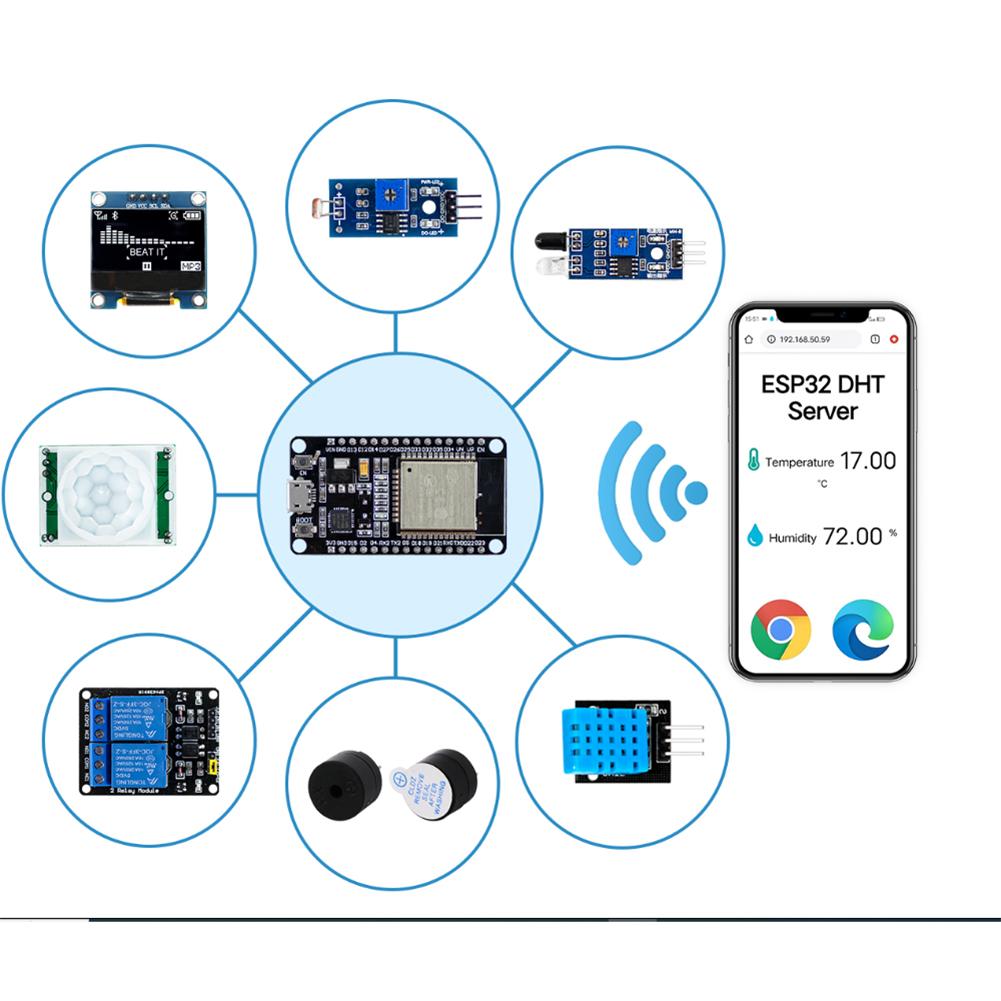 Project Learning Kit with Storage Box Basic Starter Kit for ESP32 ESP-32S WIFI I OT Development Board 0.96 Inch Oled for Arduino