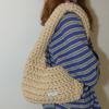 Wool 100% Handmade Crochet Shoulder Bag _ Beige