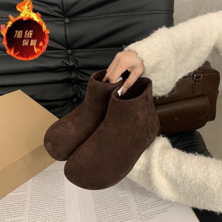 Retro muffin thick-soled Martin boots autumn and winter new small velvet thin British style short boots