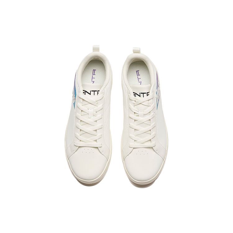 Anta Lifestyle Series Synthetic Leather Wear-Resistant Lightweight Non-Slip Low-Top Skate Shoes Men Sneaker White Green Purple 112018060-3