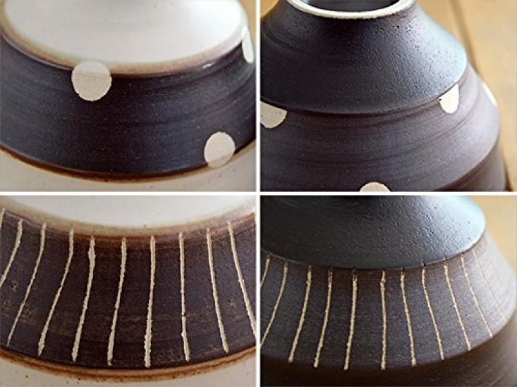 Nádobí Východní čajová mísa 12cm Puntíky Bílý hnědý pásek