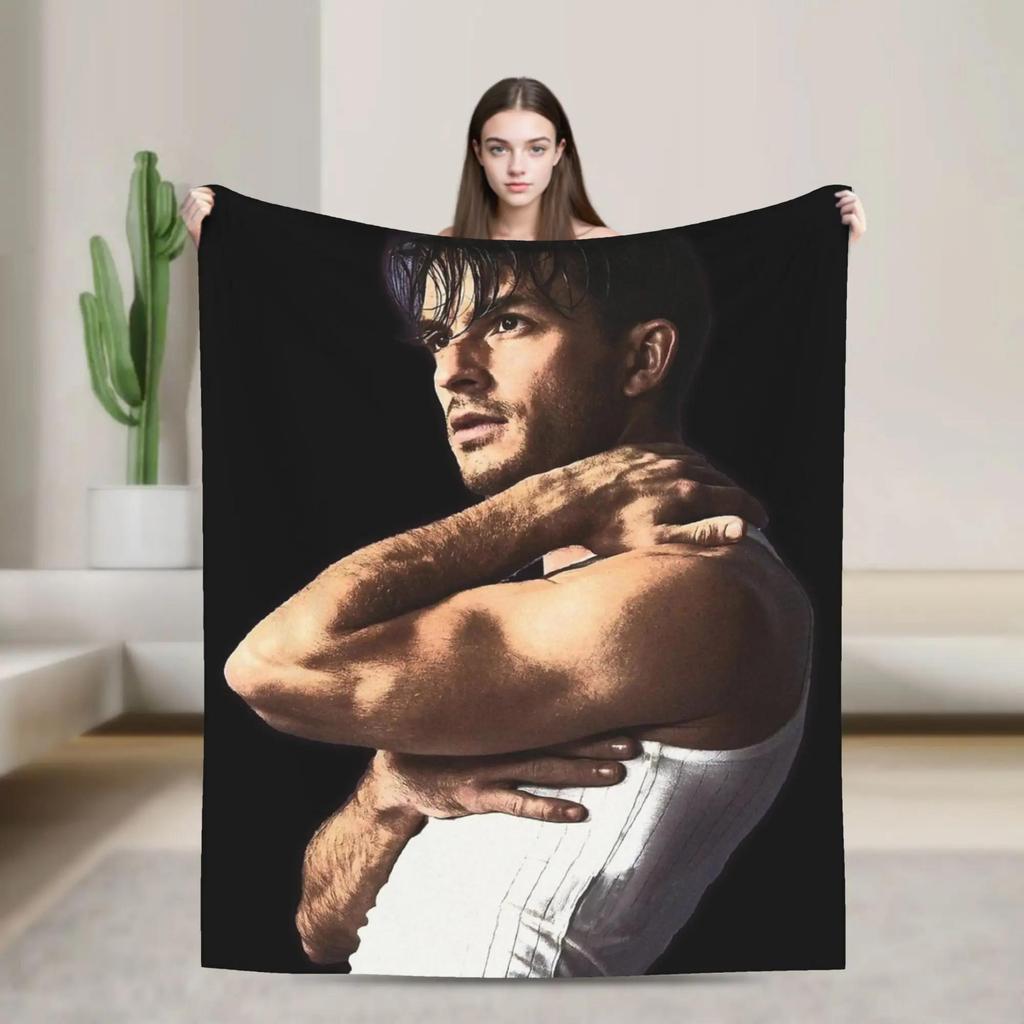 Jonathan Bailey Actor Collage Plush Blanket Soft Flannel Throw for Kids and Adults Warm Bedding for Home or Outdoor Perfect Gift