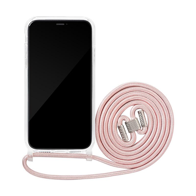 Gjennomsiktig iPhone 12 Pro Max-deksel med integrert snor for crossbody for iPhone 11, 13 Mini. Kompatibel med Apple 14.
