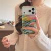 Colorful Rainbow Brushstroke Star Glitter Phone Case For iPhone 15 16 17 Pro Max INS Artistic Y2K Style Large Window Shockproof