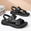 Leather sandals men's trendy first-layer cowhide beach shoes men's non-slip wear-resistant slippers soft-soled middle-aged and elderly dad shoes