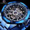 Edelstahl Wasserdichte Herren Skeleton Uhren Top Marke Luxus Transparente Mechanische Sport Männliche Armbanduhren