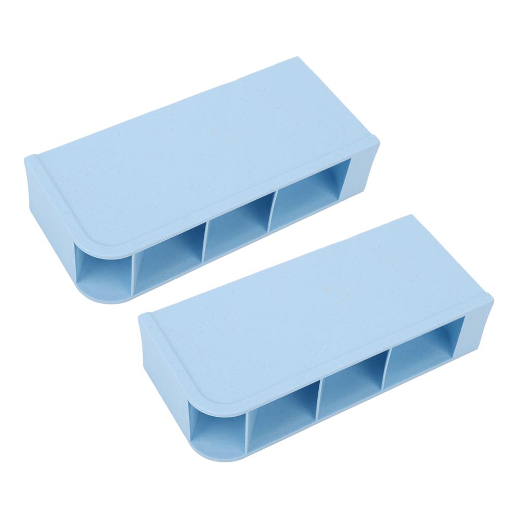2pcs Makeup Brush Holder Small Blue Reinforced Support 4 Spaces Deep Slot Stable Bottom Desktop Storage Box