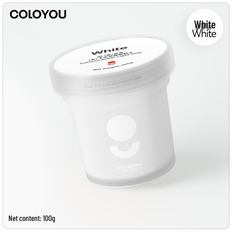 Caloyou Super Light Clay 100g - Large Jar, Non-Toxic DIY Colored Clay for Kids Safe Play белый
