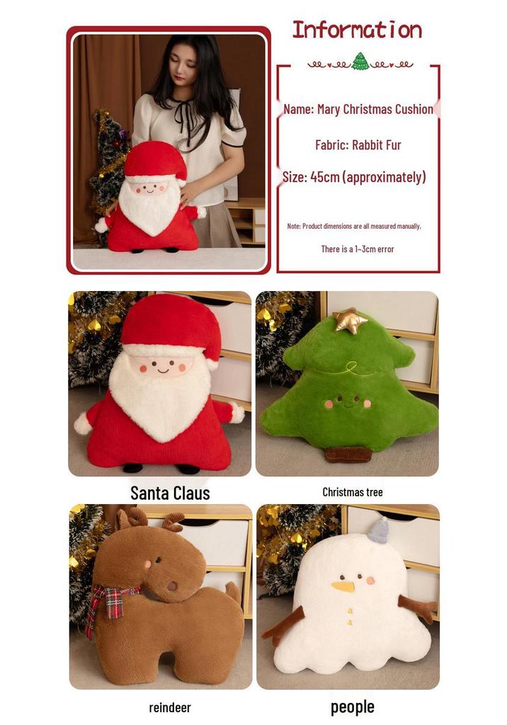 Santa Claus and Snowman Plush Pillow Toy - Cute Reindeer Doll Gift for Boys and Girls