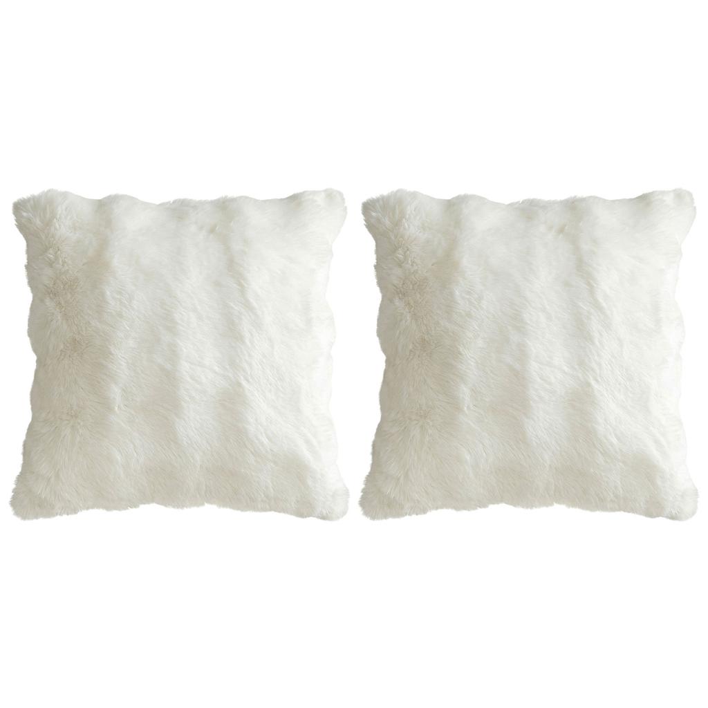 Set aus 2 Kunstfell-Kissenbezügen 18x18 Zoll Dekorative Kissenhülle für Sofa Couch Bett Wohnzimmer Gemütliche Heimdekoration