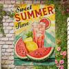 Sweet Summer Watermelon Lemonade Metal Sign  Vintage Retro Wall Decor with Vibrant Watercolor Design  Perfect for Home