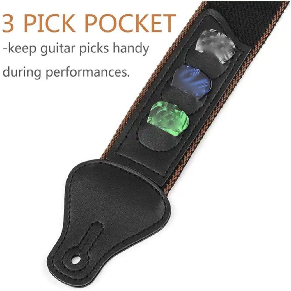 Cotton Folk Guitar Strap PU Leather Pure Cotton Guitar Strap  Acoustic Guitar