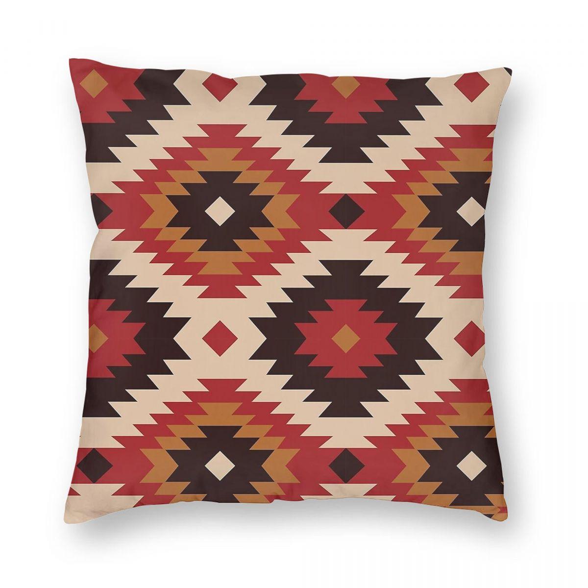 

Наволочка квадратная навахо красная и горчичная полиэстер лен бархат с принтом на молнии декоративная домашняя наволочка 18 12x12Inch