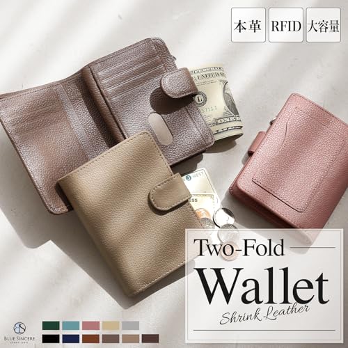 BLUE SINCERE Women's Genuine Leather Bifold Wallet with RFID and Anti-Skimming Features, Large Capacity, 15 Card Slots, Compact Size, and Coin Purse /