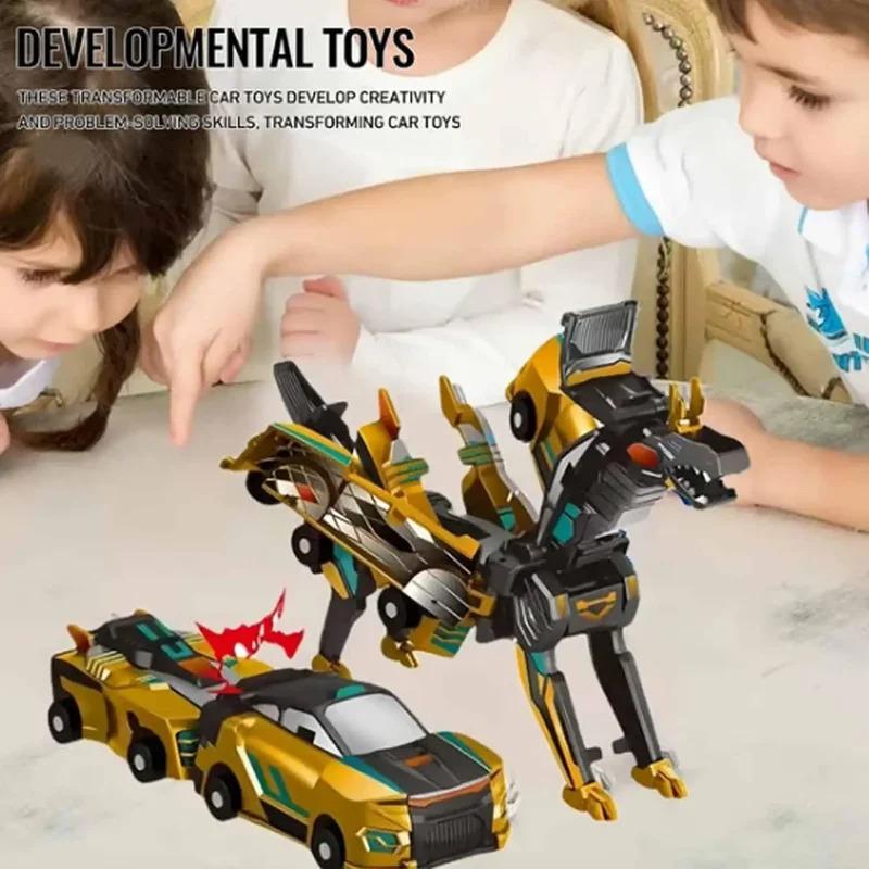 Non-Toxic Car God Quick Transformation Toy Dinosaur Flying Dragon Combination Pegasus Unicorn Magnetic Collision Transformation Fun Toy