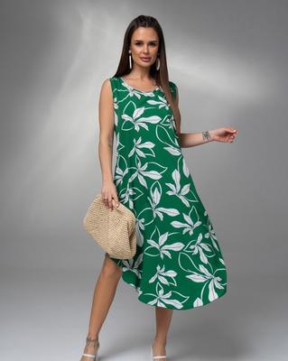Vestido de verão floral verde rodado ISSA PLUS