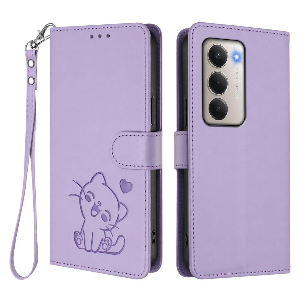 For Xiaomi Redmi 15 4G (EU) (171mm) Wallet Case with Wrist Strap Love Cat Pattern Imprint Leather Phone Cover