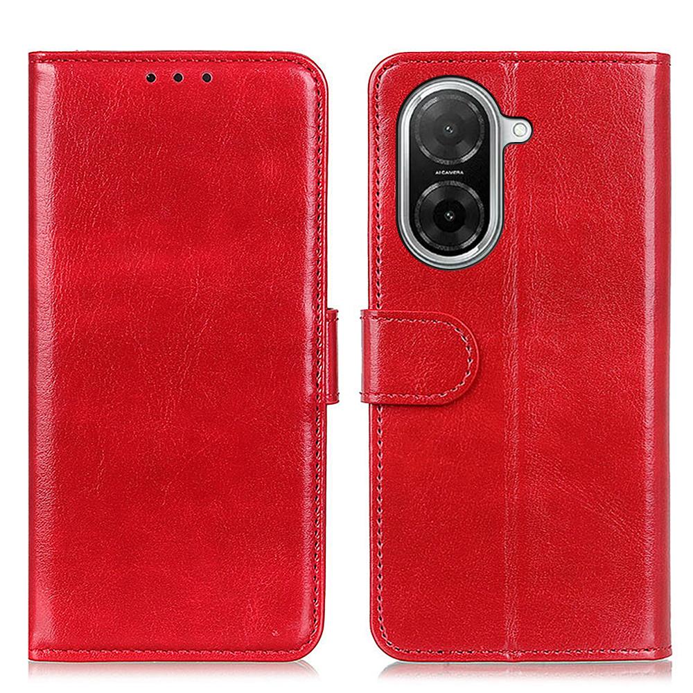 

For Xiaomi Redmi A5 4G (171.7mm)/Poco C71 4G Case Crazy Horse Texture PU Leather Phone Stand Cover Red