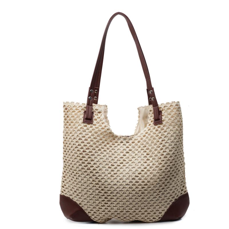 

Fashionable Straw Woven Shoulder Bags Solid Zipper Stylish Design Exquisite Popularity Handbags Bags for Women 2025 New Tote бежевый