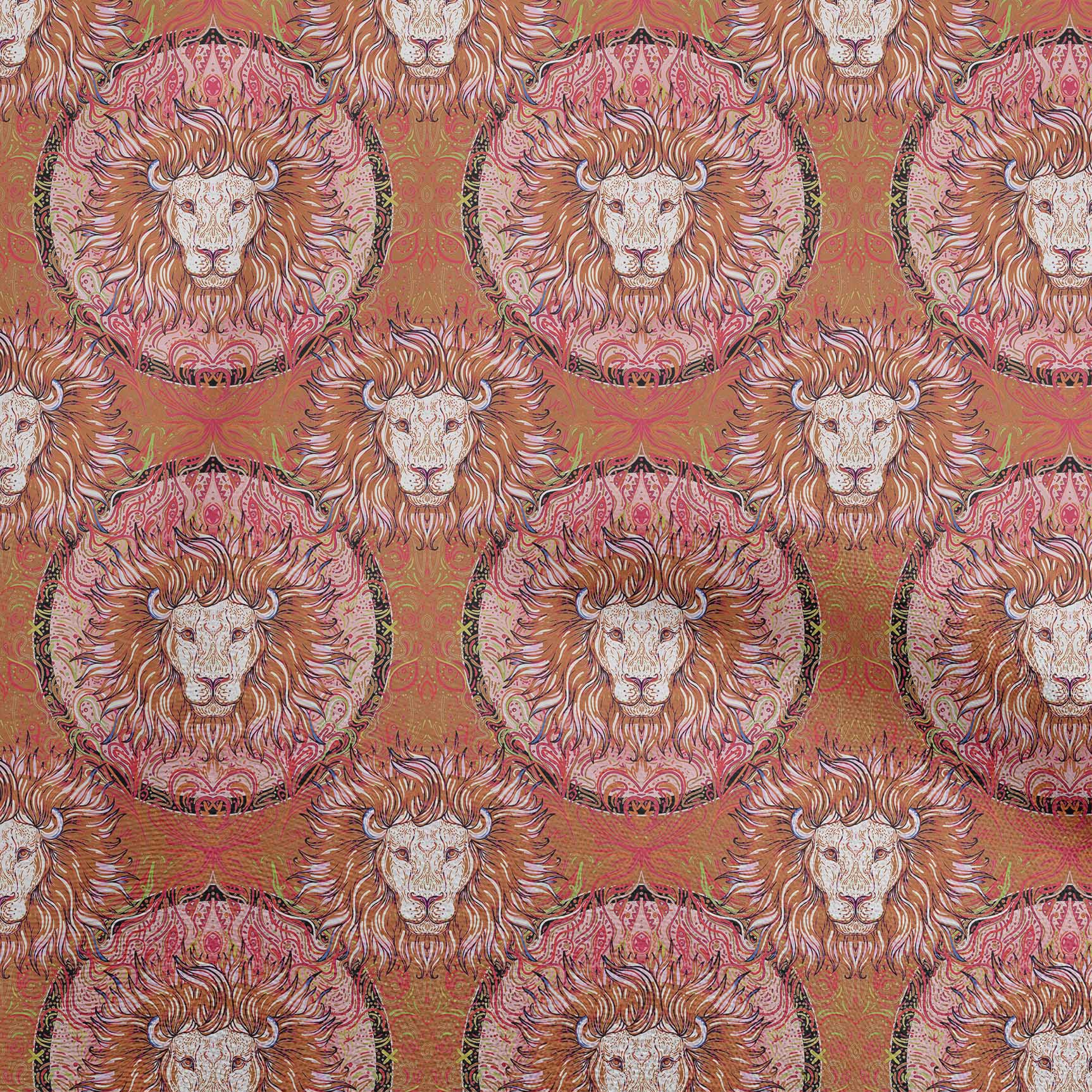 

oneOone Cotton Flex Bluish Fiolet Fabric Tkanina Lion Face Sewing Fabric by The Yard Printed DIY Швейні приладдя для одягу 40 дюймів 42InchWide-ViscoseChiffon коричневий
