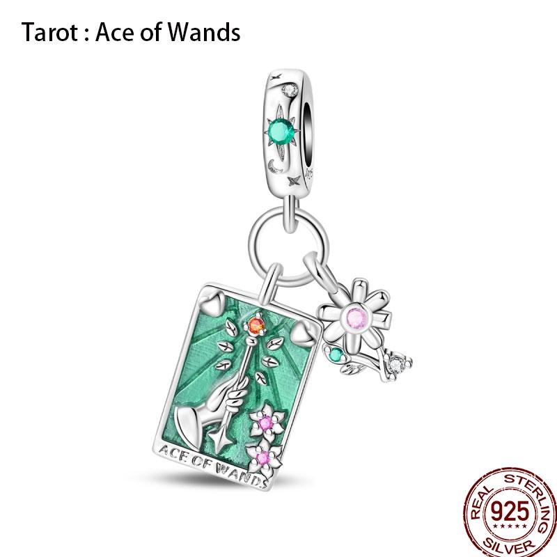 New Copper Magic Tarot Series Green Zircon Tree Of Life Charms Bead Fit Pan Bracelets Diy Madam Jewelry Gift