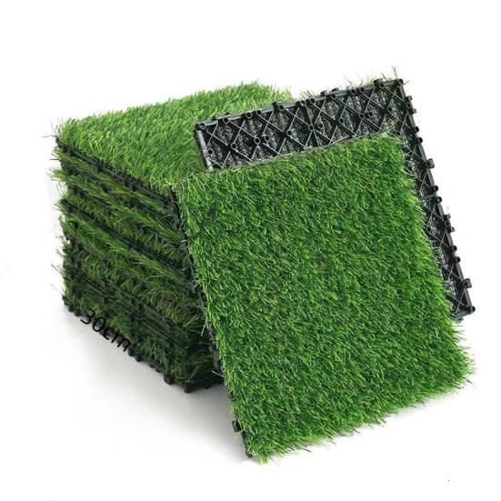 Artificial Grass Mat, 12 x 12 Inch Square Fake Grass Rug, Interlocking Faux Green Turf Patch Tiles for Balcony, Patio, Deck,