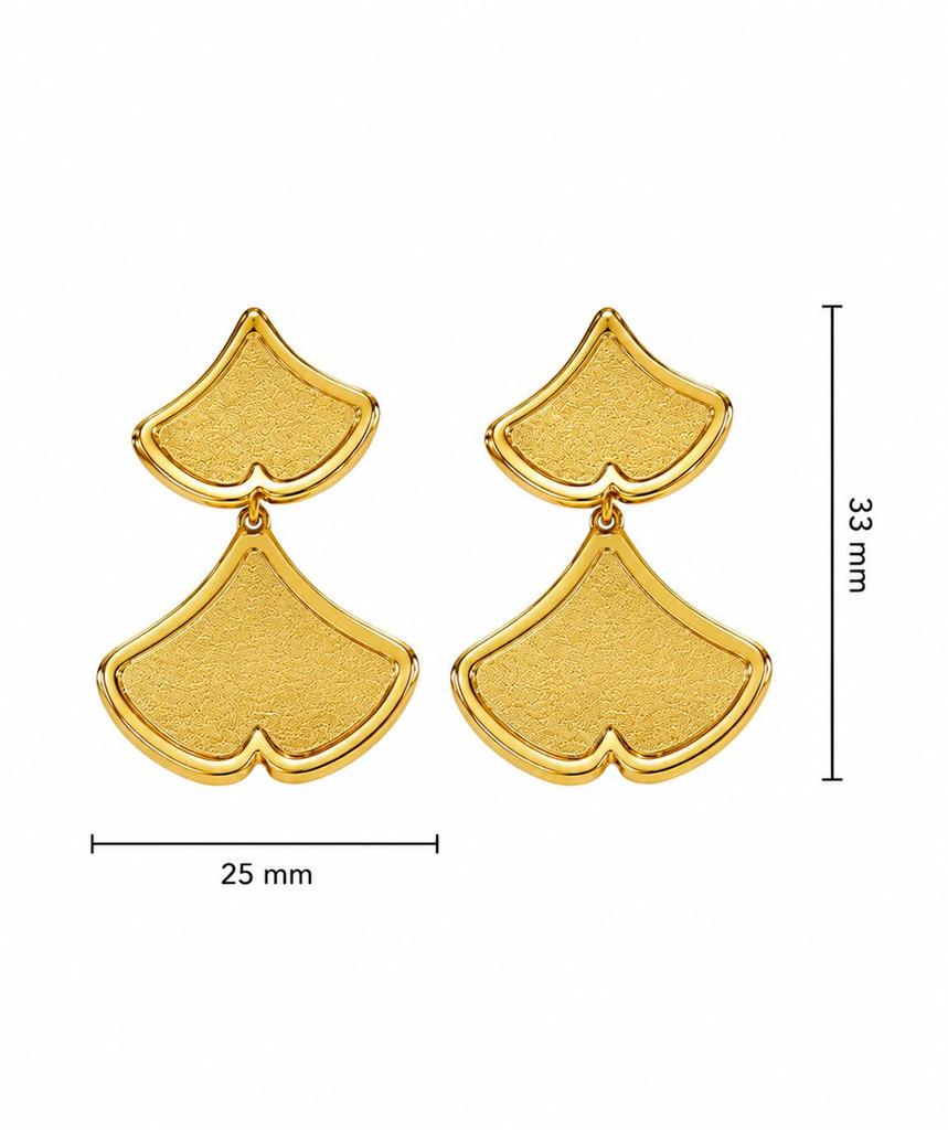 Stylish Gold Leaf Design Earrings - High-End Stainless Steel Studs & Dangles