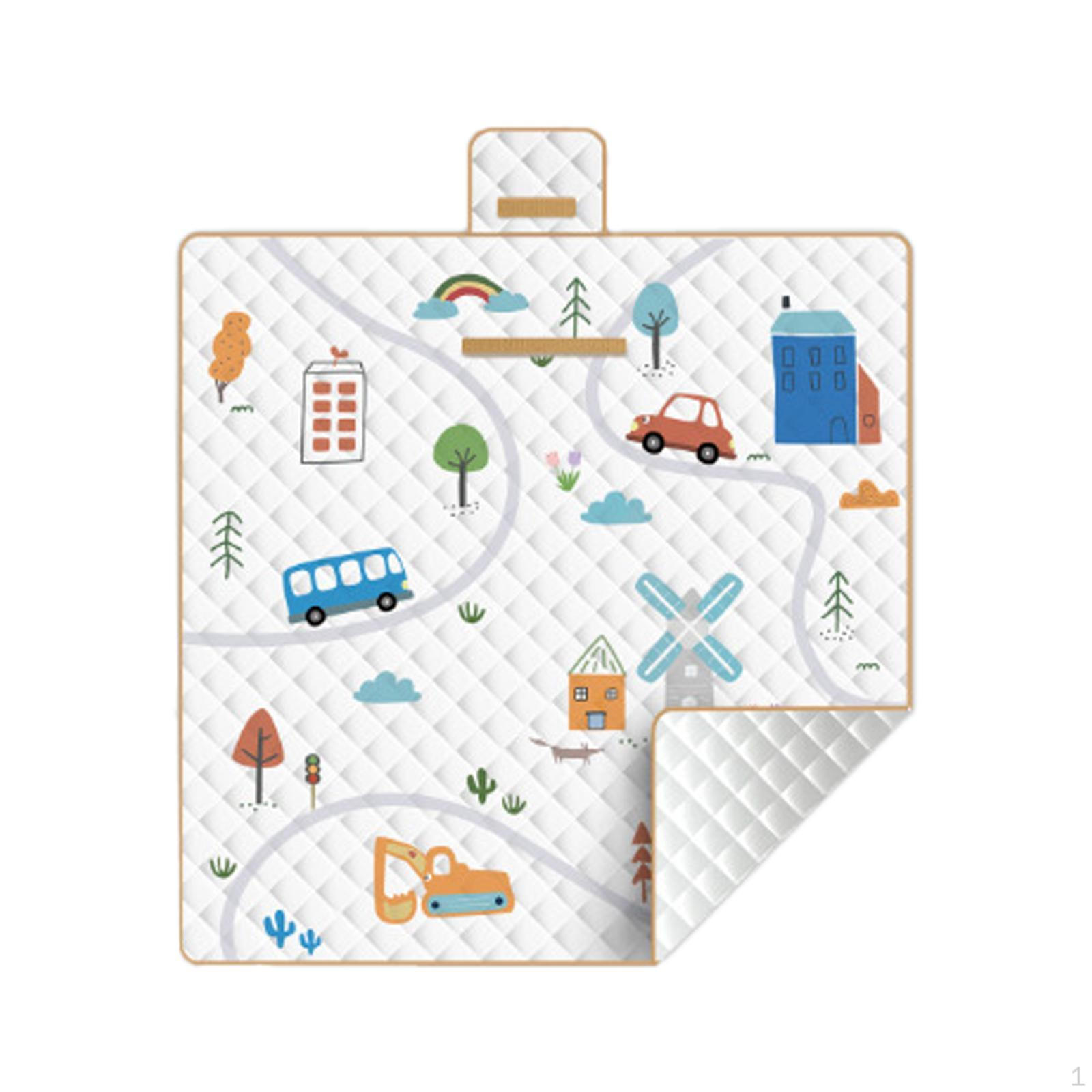 

Compact Beach Mat for Family Gatherings, Easy to Carry Camping Blanket Happy Town