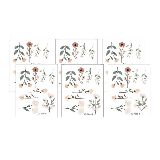 6 Stück bemalte florale Wandaufkleber, abnehmbar selbstklebend DIY wasserdichte Wandtattoos, repositionierbare Blätter Heimdeko für Schlafzimmer Wohnzimmer Kinder