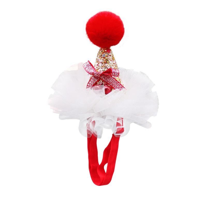 Pet Lace Christmas Hat Headdress Adjustable Drawstring Design Pet Supplies For Christmas Parties