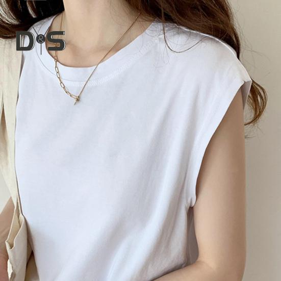Women Summer T-shirt Round Neck Cap Sleeve Solid Color Tee Shirt Solid Color Loose Fit Casual Tops Daily Wear
