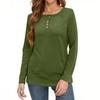 T-shirt da Donna Colore Manica Lunga Moda Quotidiana Basic Girocollo Bottone Manica Raglan Top