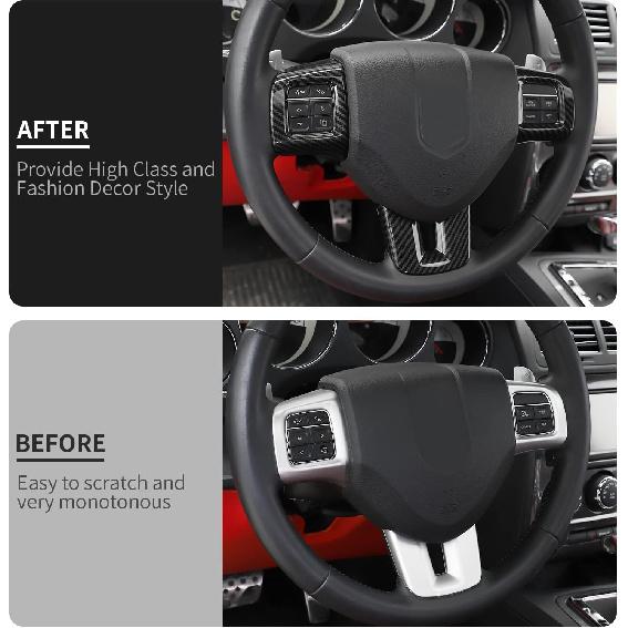 Linskip Steering Wheel Trim Compatible with Dodge Charger/Challenger/Durango/Dart 2009-2014 & Journey 2013-2022, Steering Wheel Cover for Charger