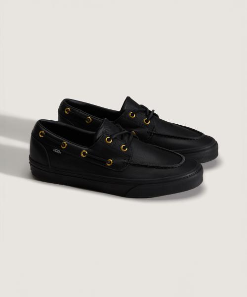 [Vans] 2-Eyelet Boat Shoes - Leather Black VN000Z11CJK1 220