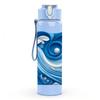 1PC Blue Ocean Wave Swirl Art Print 750ml Color Plastic Sports Water Bottle Leakproof Flip Straw Lid Suitable for Sports Office Home Use