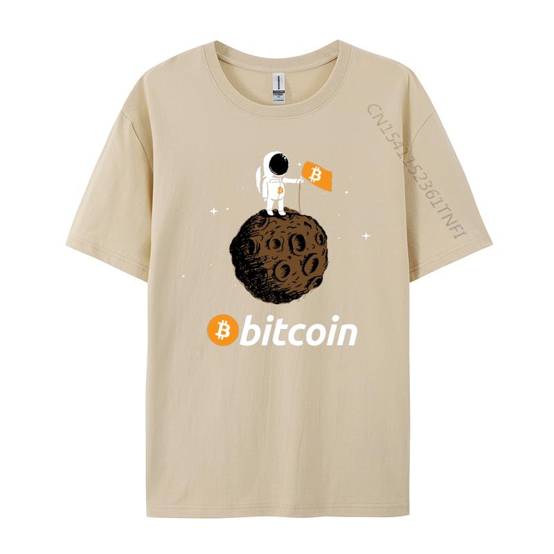 Bitcoin Tshirt Astronaut In Space Tshirts Slim Fit Customized Tshirts Crew Neck Cotton Mens Tops Shirts