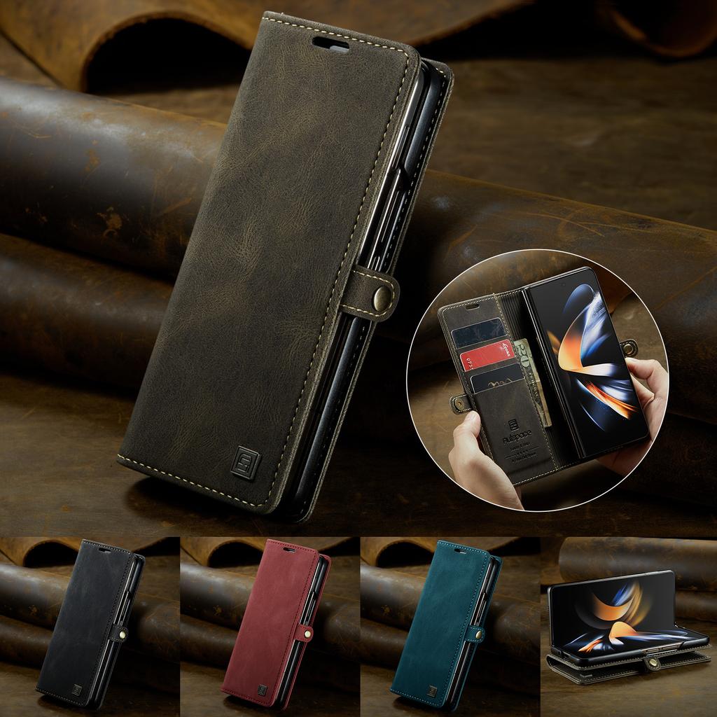 Støtsikkert helkropps skinnveske for Samsung Galaxy Z Fold 4 Fold5 Fold4 Fold 5 5g Zfold4 Zfold5 Kortholder Mobiltelefondeksel