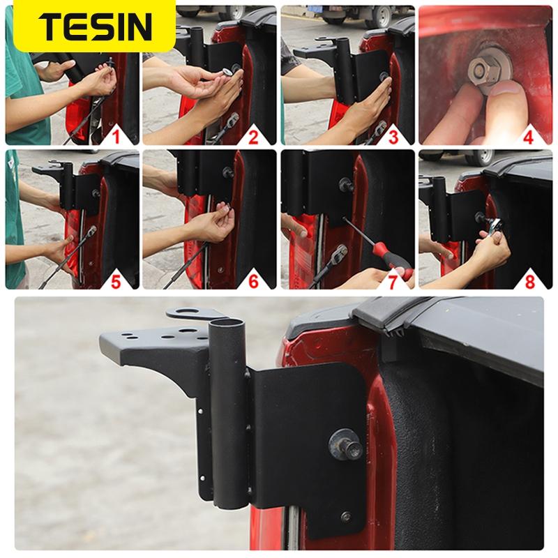 TESIN Metal Car Tailgate Flagpole Antenna Mount Bracket Holder For Chevrolet Colorado/GMC/CANYON 2014-2022 Exterior