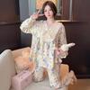 Plus Size Women's Pajamas: Sweet Princess Style, Lace, Long Sleeves - Perfect for Spring and Autumn