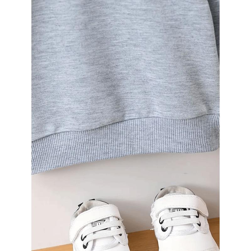 European Sizes Cute Cartoon Dog Print Pattern 0-3 Years Old  Kid Comfortable Spring Thin Round Neck Sweatshirt Suitable for Outdoor Wear
