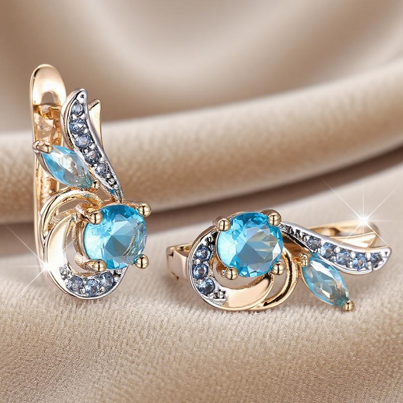 

Изысканные серьги-капли с аквамариновым цирконом, роскошные золотистые серьги для свадебной вечеринки, ювелирные подарки золотой