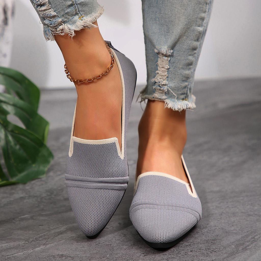 Foreign trade large size flat-soled single shoes 2025 spring and summer new pointed head fly-woven one-pedal shallow mouth casual foot shoes women