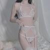 Sexy 4 Ultra Small Micro Extremely Erotic Cute Swimsuit [LIKENNY] Lingerie, Sets, Bikini, Transparent, Underwear, (White)