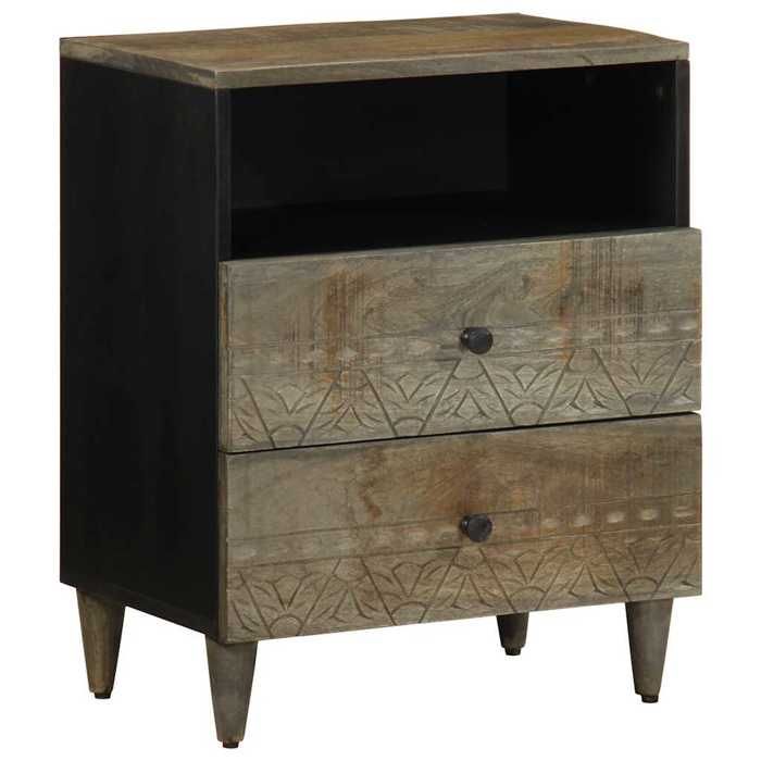 VidaXL Bedside Table Light Grey 50x33x60 Cm Solid Mango Wood, Bedside Cabinet, Bedroom Furniture, Table of 4017802